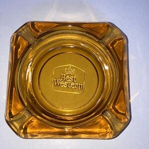 Vintage Best Western Amber Glass‎ Ashtray 3”